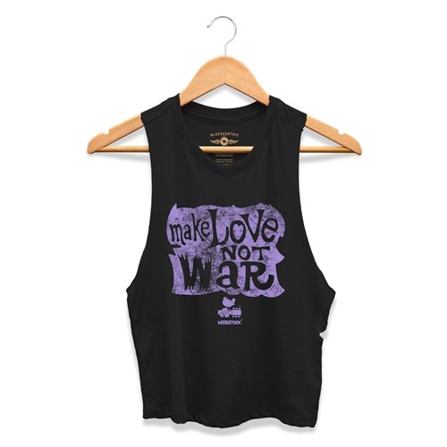 Make Love Not War Woodstock Racerback Crop Top - Women's