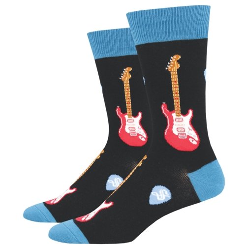 Men's Electric Guitar Socks Black Crew