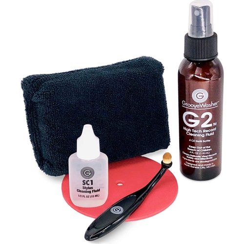 GrooveWasher Record & Stylus Care System (G2 Cleaning Fluid 4oz Mist Bottle, Microfiber Cleaning Pad, Label Protector, SC1 Stylus Brush & Stylus Fluid)
