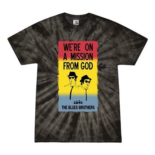 Small Batch The Blues Brothers Poster Tie-Dye T-Shirt - Highway Grey