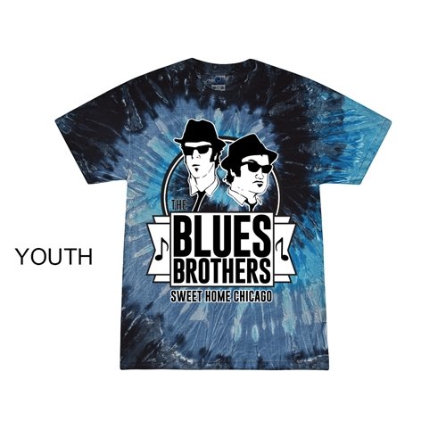 Youth Small Batch The Blues Brothers Sweet Home Chicago Tie-Dye T-Shirt - Bluesy Blue