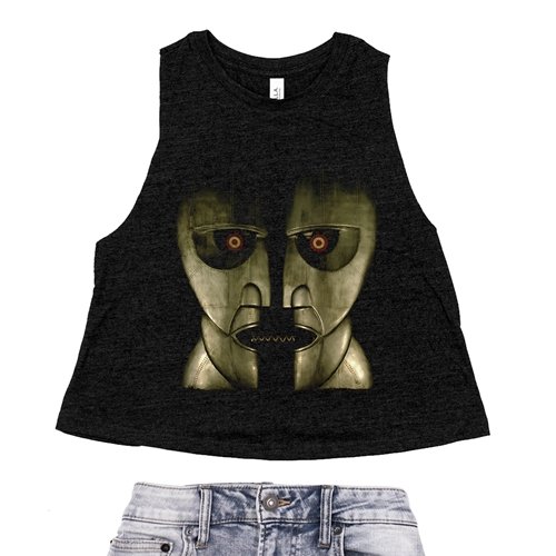 Pink Floyd Black Division Bell Racerback Crop Top - Women's