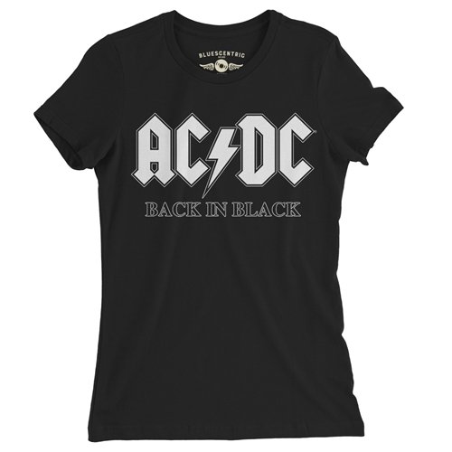 AC/DC Back In Black Album Cover Ladies T Shirt - Relaxed Fit