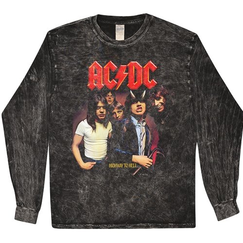 AC/DC Highway to Hell Long Sleeve T-Shirt - Black Mineral Wash