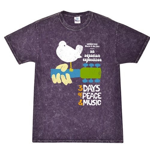 Woodstock Festival Poster T-Shirt - Purple Mineral Wash