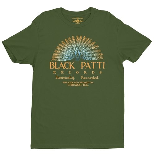 Black Patti Records Blue Peacock T-Shirt - Lightweight Vintage Style