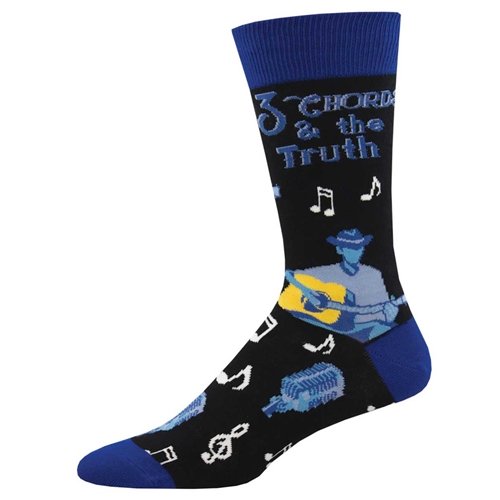 Men's Three Chords and the TRUTH Socks - Black Crew, Blue Tips