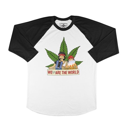 Animated Cheech & Chong Weed Are The World Baseball T-Shirt 