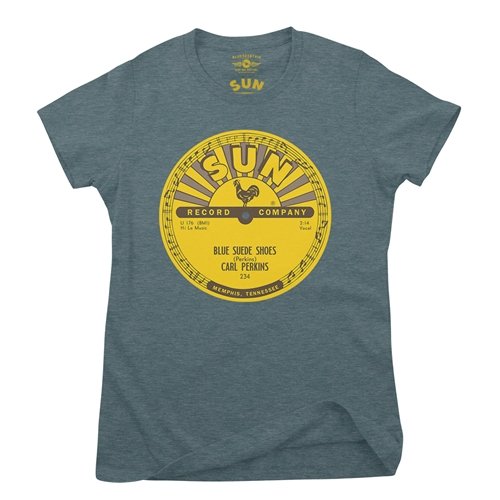 Sun Records Carl Perkins Blue Suede Shoes Ladies T Shirt - Relaxed Fit