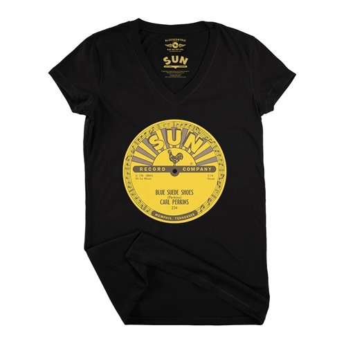 Sun Records Carl Perkins Blue Suede Shoes V-Neck T Shirt - Women's
