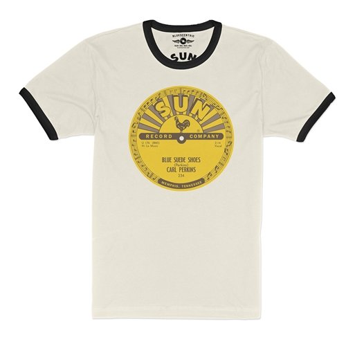 Sun Records Carl Perkins Blue Suede Shoes Shirt Ringer T-Shirt