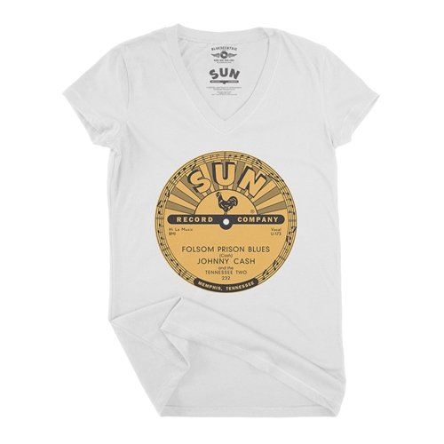 Sun Records Johnny Cash Folsom Prison V-Neck T Shirt - Women's