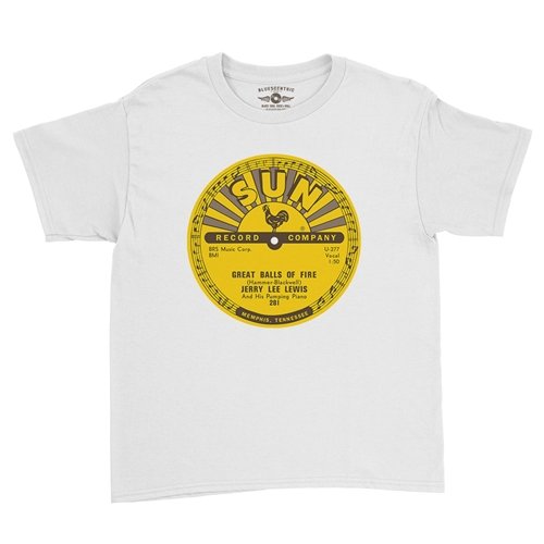 Sun Records Jerry Lee Lewis Great Balls of Fire Youth T-Shirt - Lightweight Vintage Children & Toddlers
