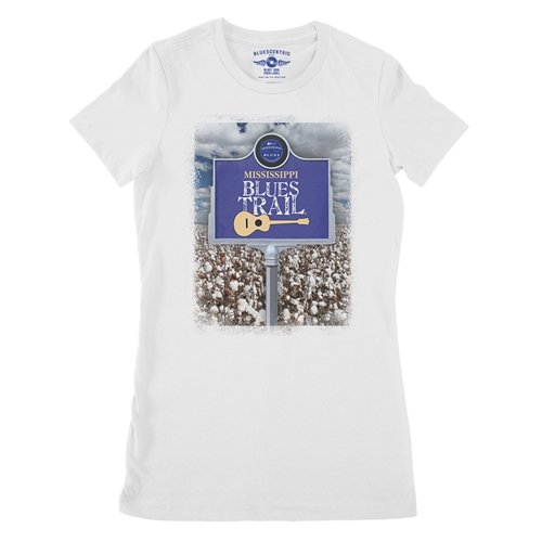 Mississippi Blues Trail Cotton Photo Ladies T Shirt - Relaxed Fit