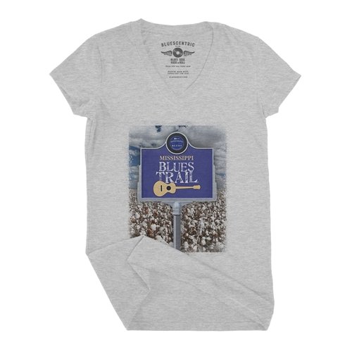 Mississippi Blues Trail Cotton Photo V-Neck T Shirt - Women's
