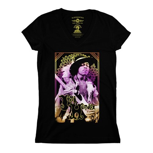 Jimi Hendrix Gold Dust V-Neck T Shirt - Women's