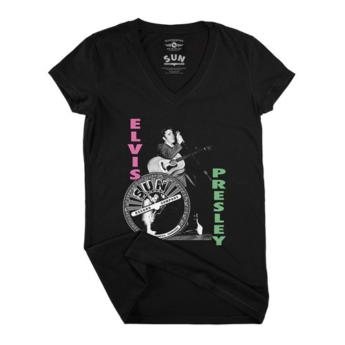 Pink & Lime Elvis Presley Hips V-Neck T Shirt - Women's