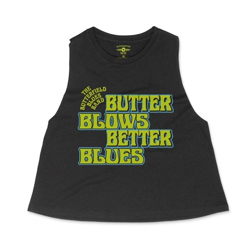 Butter Blows Blues Better Butterfield Band Racerback Crop Top - Women's