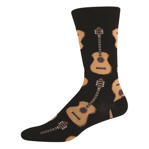 Men's Guitar Socks Black Crew