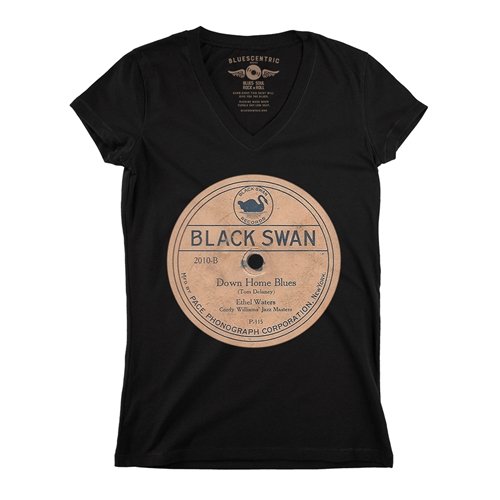 Black Swan Down Home Blues Vinyl V-Neck T Shirt - Women's