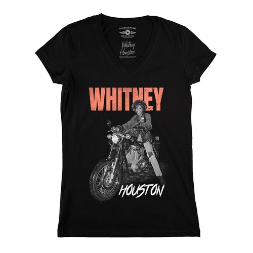 Whitney Houston Motorcycle V-Neck T Shirt - Women's