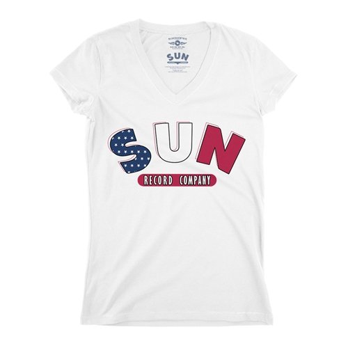 All American Sun Records Logo V-Neck T Shirt - Women's