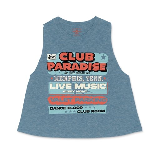 Baby Blue Club Paradise Memphis Racerback Crop Top - Women's