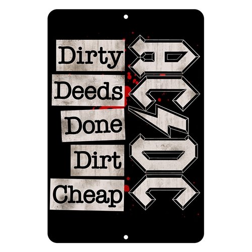 AC-DC Dirty Deeds Aluminum Sign - 8 x 12 in
