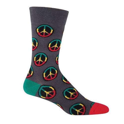 Men's Peace Sign Socks Crew Grey
