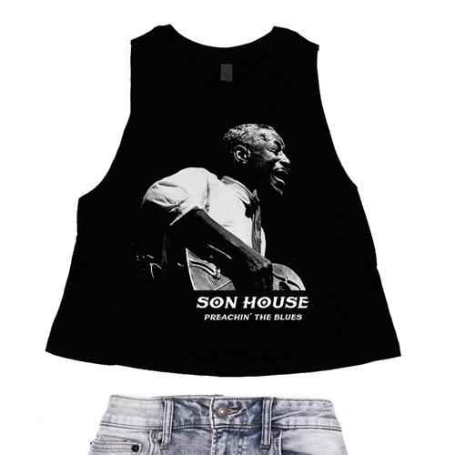 Graphic Son House Contrast Racerback Crop Top - Women's