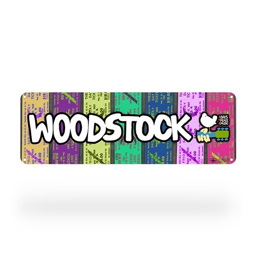 Woodstock Ticket Rainbow Aluminum Sign - 6 x 18 in