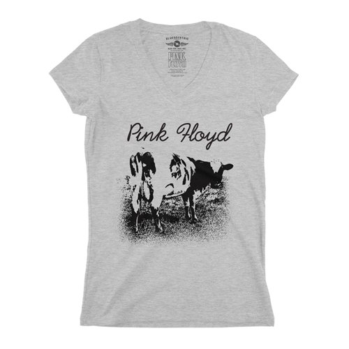 One Color Pink Floyd Atom Heart Mother V-Neck T Shirt - Women's