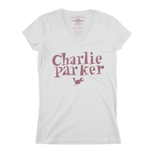 Charlie Parker Mauve Logo V-Neck T Shirt - Women's