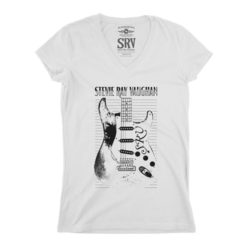 Stevie Ray Vaughan Guitar V-Neck T Shirt - Women's