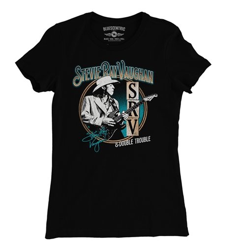 Stevie Ray Vaughan Circle Guitar Ladies T Shirt - Relaxed Fit