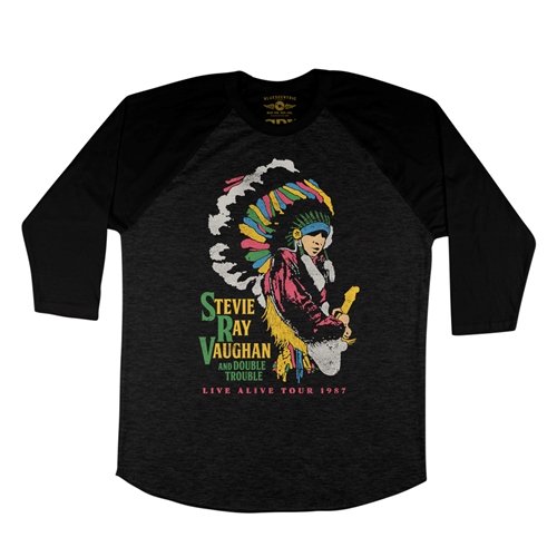 Stevie Ray Vaughan 1987 Vintage Tour Baseball Raglan T-Shirt
