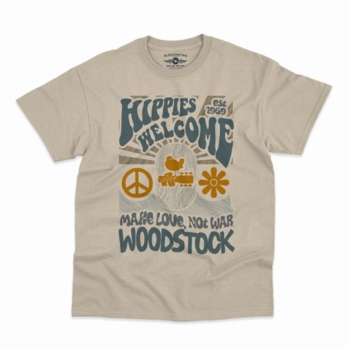 Hippies Welcome Love Woodstock T-Shirt - Classic Heavy Cotton
