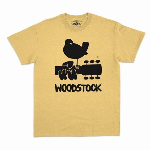 Woodstock Black Bird & Guitar Logo T-Shirt - Classic Heavy Cotton