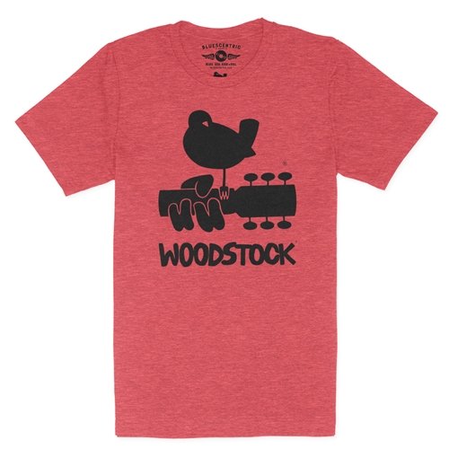 Woodstock Black Bird & Guitar Logo T-Shirt - Lightweight Vintage Style