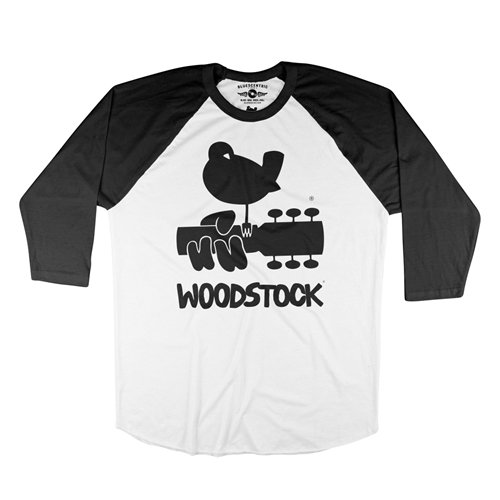 Woodstock Black Bird & Guitar Logo Baseball T-Shirt
