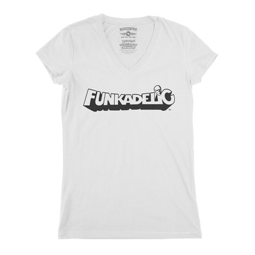 Funkadelic White Logo V-Neck T Shirt - Women's