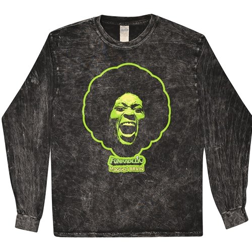 Graphic Green Wash Funkadelic Maggot Brain Long Sleeve T-Shirt - Black Mineral Wash