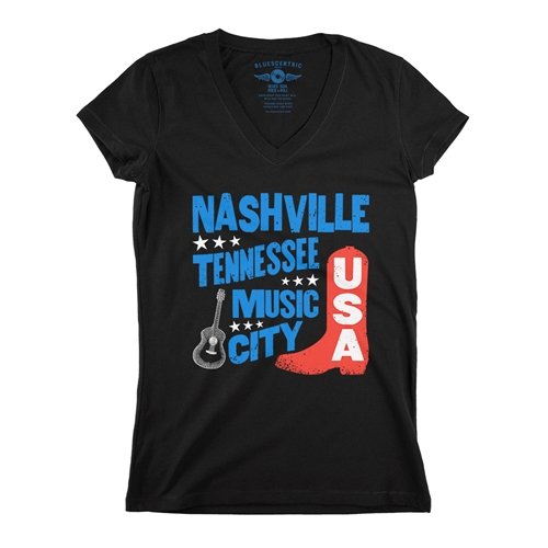 Nashville Music City USA V-Neck T Shirt - Women's 