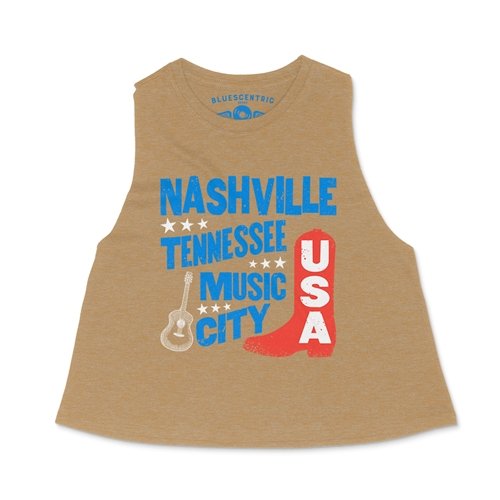 Nashville Music City USA Racerback Crop Top - Women's