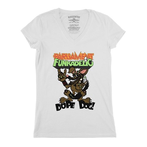 Parliament-Funkadelic Dope Dog Retro V-Neck T Shirt - Women's