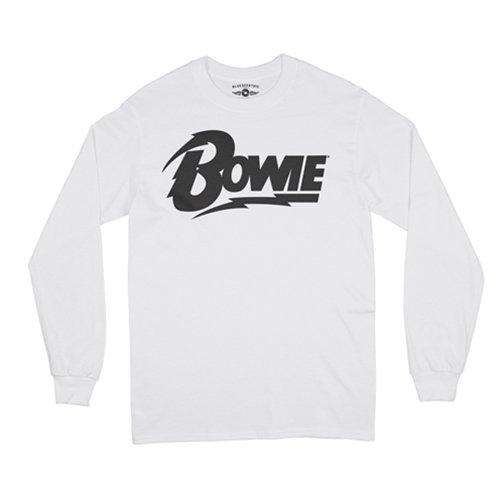 CLEARANCE - Small White / Black David Bowie Diamond Logo Long Sleeve T-Shirt